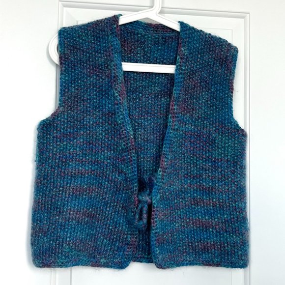 Hand Crafted Blue and Purple Women's Sweater Vest - Picture 1 of 3